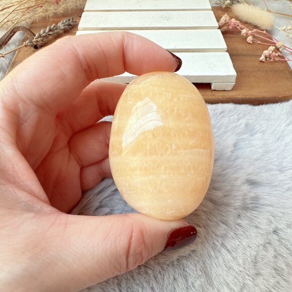 Beautiful Orange Calcite Palm Stone - Picture 2 of 6